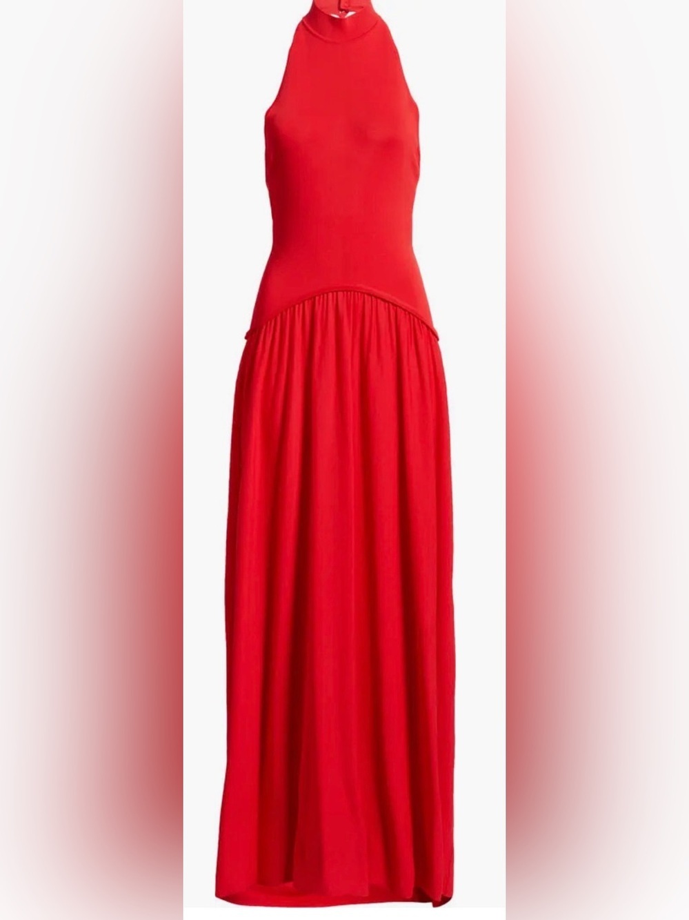 NEW SOLID & STRIPED apple red Halter Soglio knit maxi dress Sz S - Picture 2 of 11